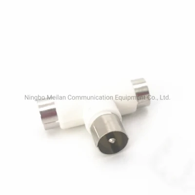 Conector divisor tipo T Conector coaxial RF hembra de 3 vías a dos enchufes hembra