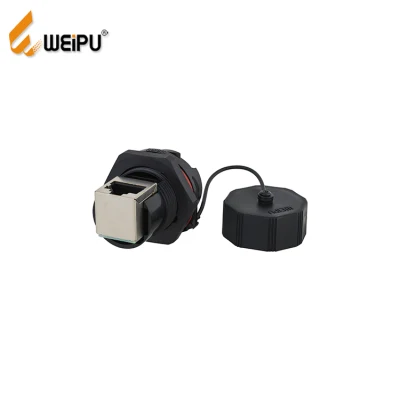 Weipu Rj45f71ra Ethernet Splitter Circular M8 Conector de bocina macho y hembra a prueba de agua